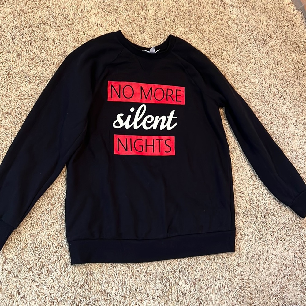 Hardly worn Motherhood Maternity “No More Silent Nights” Holiday fleece pullover